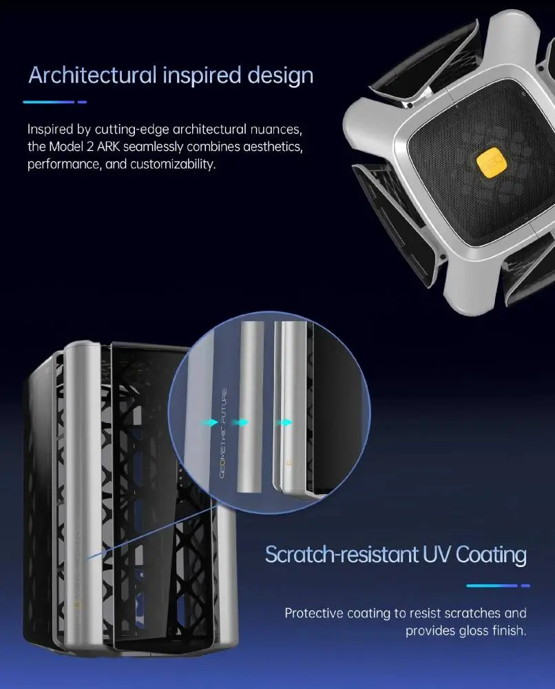 Кутия Geometric Future Model 2 THE ARK Mesh White Case mATX