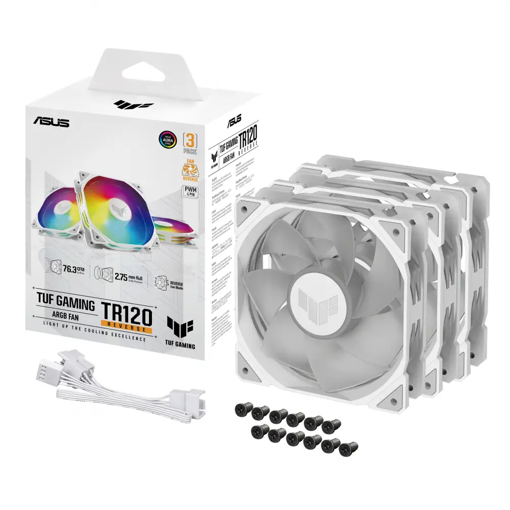 Вентилатори ASUS TUF GAMING TR120 ARGB Reverse WHITE EDITION 3pack