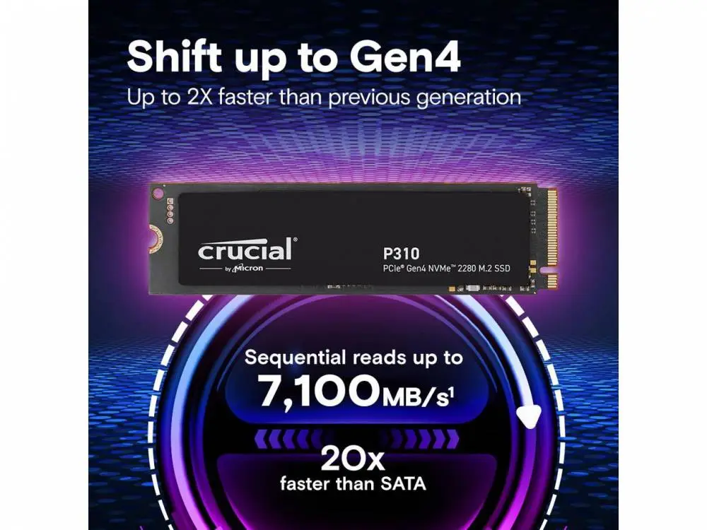 Диск SSD Crucial P310 1TB M.2 2280 NVMe PCIe Gen4x4 - CT1000P310SSD8