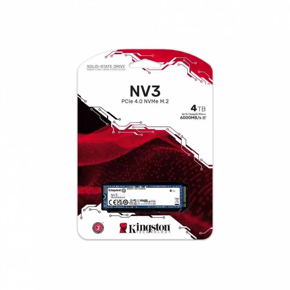 Диск SSD Kingston NV3 4TB M.2 2280 NVMe PCIe Gen 4.0 x4 - SNV3S/4000G