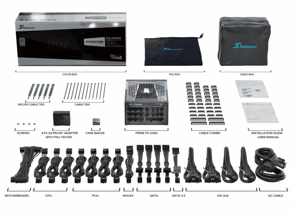 Захранване Seasonic PRIME PX-2200 PSU ATX 3.1 2200W Platinum PCIe Gen 5