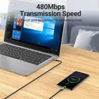 Vention Кабел USB 2.0 Type-C to Type-C - 1.0M Black 5A Fast Charge - TAEHF