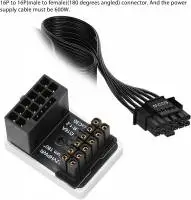 Адаптер Graphics Card PCIe 5.0, ATX3.0, 12VHPWR 600W Power Supply, Cable Adapter 12+4Pin Male To Female 180 Degree Turn Connectors - A - Black 