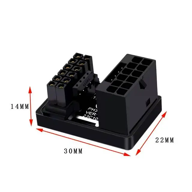Адаптер Graphics Card PCIe 5.0, ATX3.0, 12VHPWR 600W Power Supply, Cable Adapter 12+4Pin Male To Female 180 Degree Turn Connectors - A - Black 