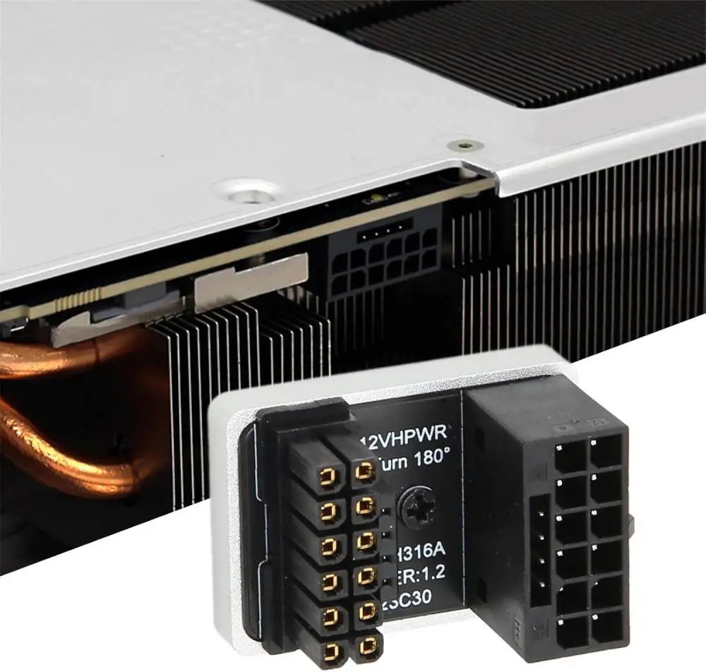 Адаптер Graphics Card PCIe 5.0, ATX3.0, 12VHPWR 600W Power Supply, Cable Adapter 12+4Pin Male To Female 180 Degree Turn Connectors - A - Black 