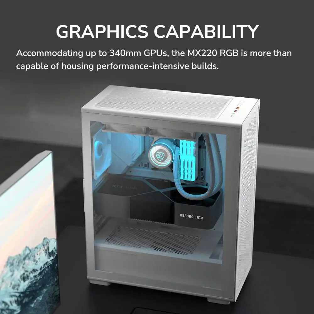 Кутия Cougar MX220 RGB White Mid-Tower Case - CGR-2AC8W-RGB