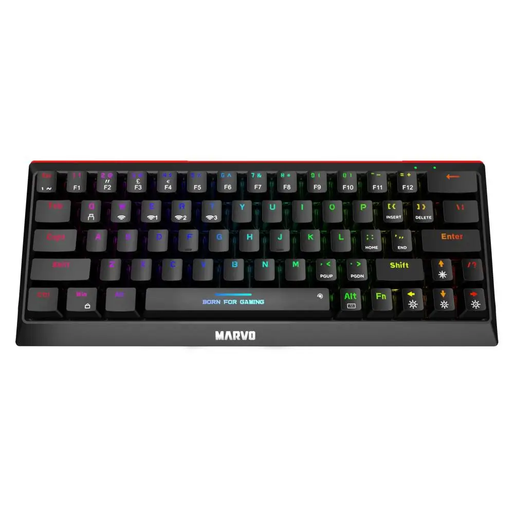 Геймърска mehani`na клавиатура Marvo Hecate 61WR Black - KG962W-R - Bluetooth 5.0, 63 keys