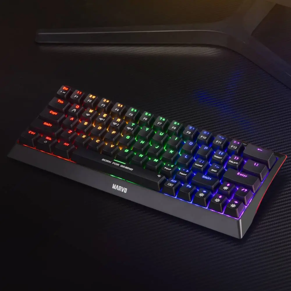 Геймърска mehani`na клавиатура Marvo Hecate 61WR Black - KG962W-R - Bluetooth 5.0, 63 keys