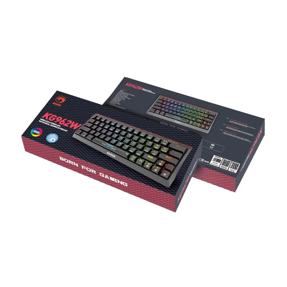 Геймърска mehani`na клавиатура Marvo Hecate 61WR Black - KG962W-R - Bluetooth 5.0, 63 keys