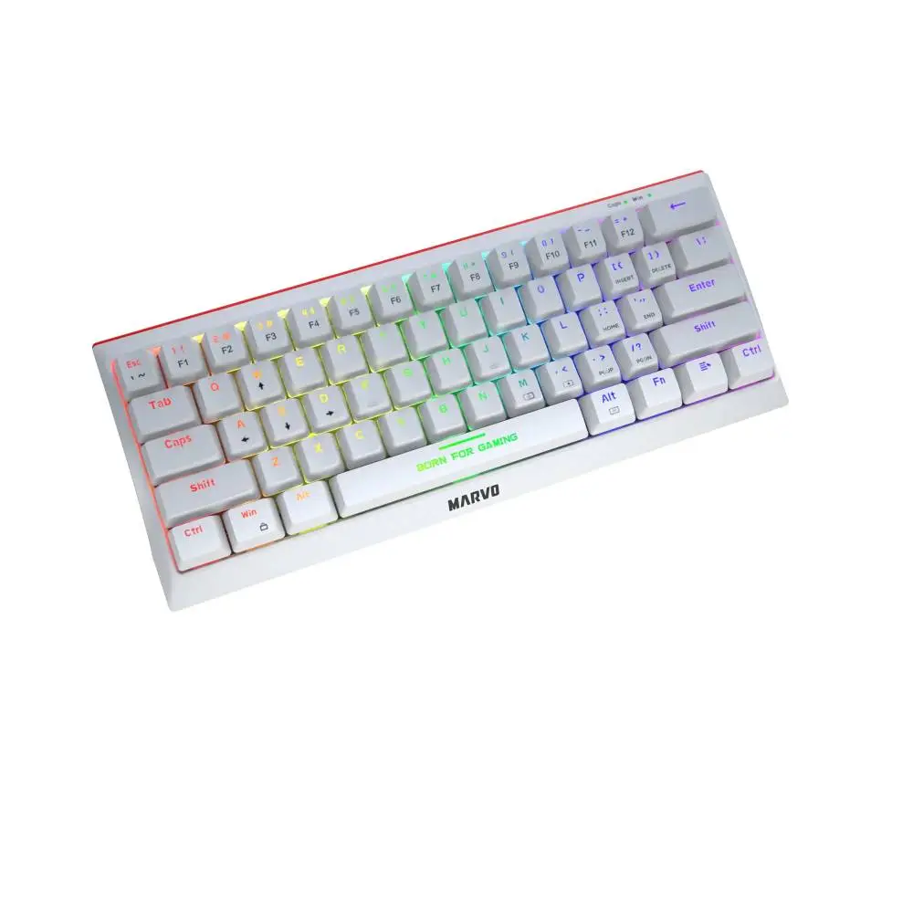 Геймърска клавиатура Marvo Hecate 61R WH - KG962G White - RED switches, RGB