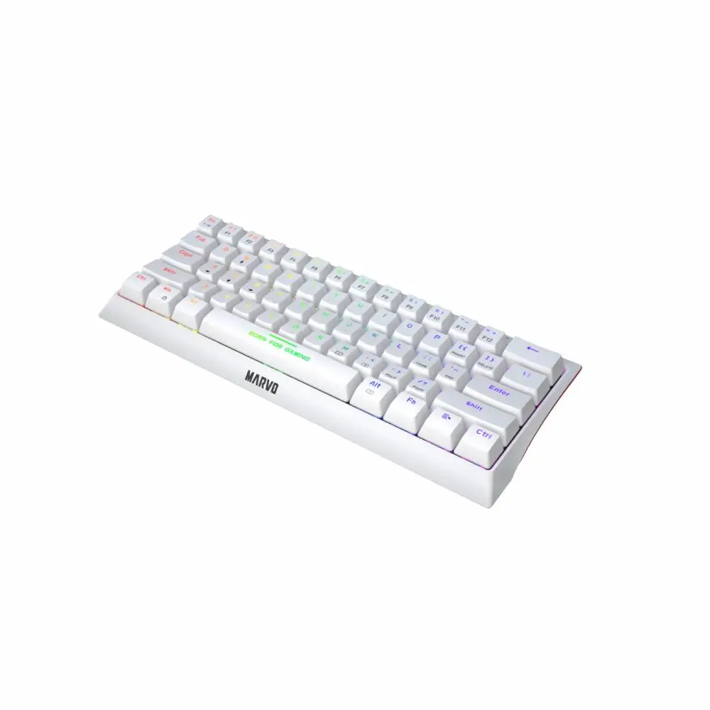 Геймърска клавиатура Marvo Hecate 61R WH - KG962G White - RED switches, RGB