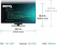 Монитор BenQ RD320U 31.5" IPS, 3:2, 3840x2160, 5ms, Nano Matte, HDR 400, MoonHalo, B.I. Gen2, KVM Switch, DualView Plus, PIP/PBP, 2x HDMI 2.0, DP 1.4 x1, USB-C 90W x1, USB HUB, Speakers 2Wx2 - 9H.LMSLA.TBE