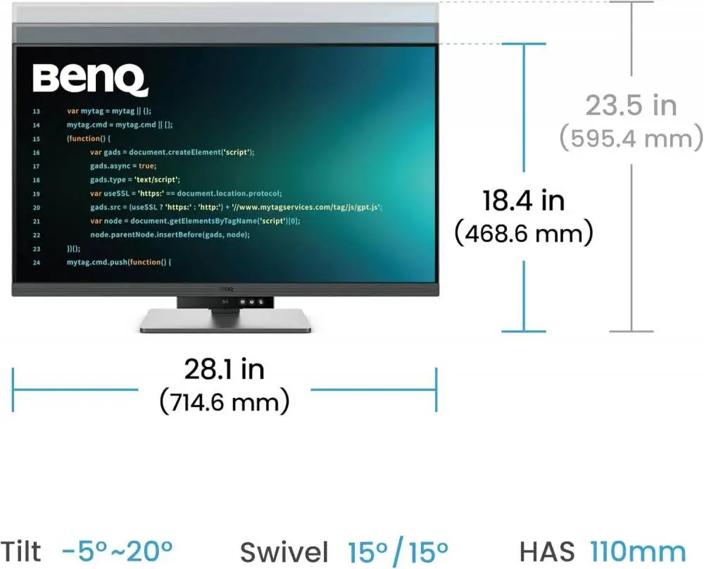 Монитор BenQ RD320U 31.5" IPS, 3:2, 3840x2160, 5ms, Nano Matte, HDR 400, MoonHalo, B.I. Gen2, KVM Switch, DualView Plus, PIP/PBP, 2x HDMI 2.0, DP 1.4 x1, USB-C 90W x1, USB HUB, Speakers 2Wx2 - 9H.LMSLA.TBE