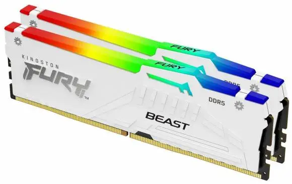 Памет Kingston FURY Beast White RGB 32GB (2x16GB) DDR5 6000MHz CL36 - KF560C36BWE2AK2-32