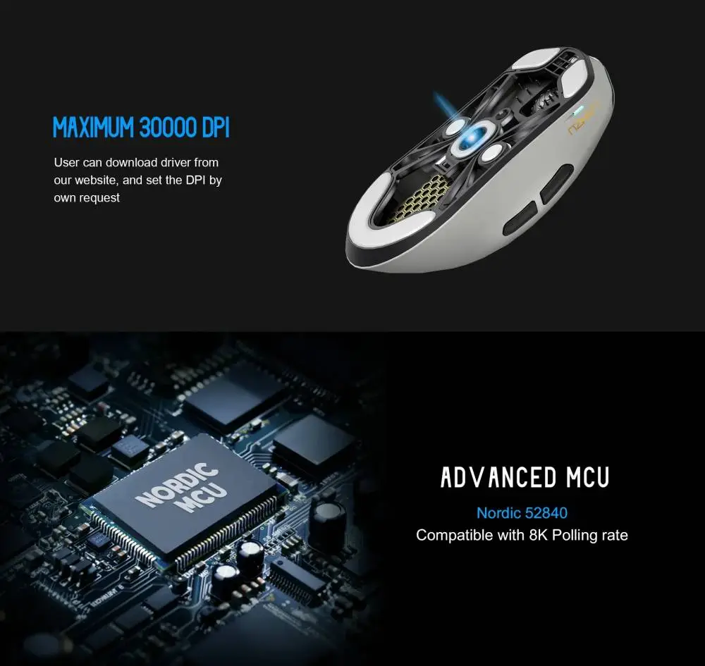 Геймърска мишка Lamzu MAYA X 8K - Wireless Gaming Mouse - Purple Shadow