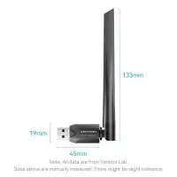Безжичен адаптер Vention WiFi USB adapter Dual Band, 650Mbps, Black - KDTB0