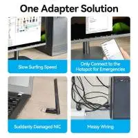 Безжичен адаптер Vention WiFi USB adapter Dual Band, 650Mbps, Black - KDTB0