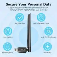 Безжичен адаптер Vention WiFi USB adapter Dual Band, 650Mbps, Black - KDTB0
