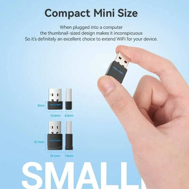 Безжичен адаптер Vention WiFi USB adapter, 200Mbps, 802.11n, Black - KDRB0
