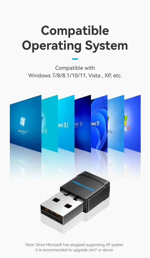 Безжичен адаптер Vention WiFi USB adapter, 200Mbps, 802.11n, Black - KDRB0