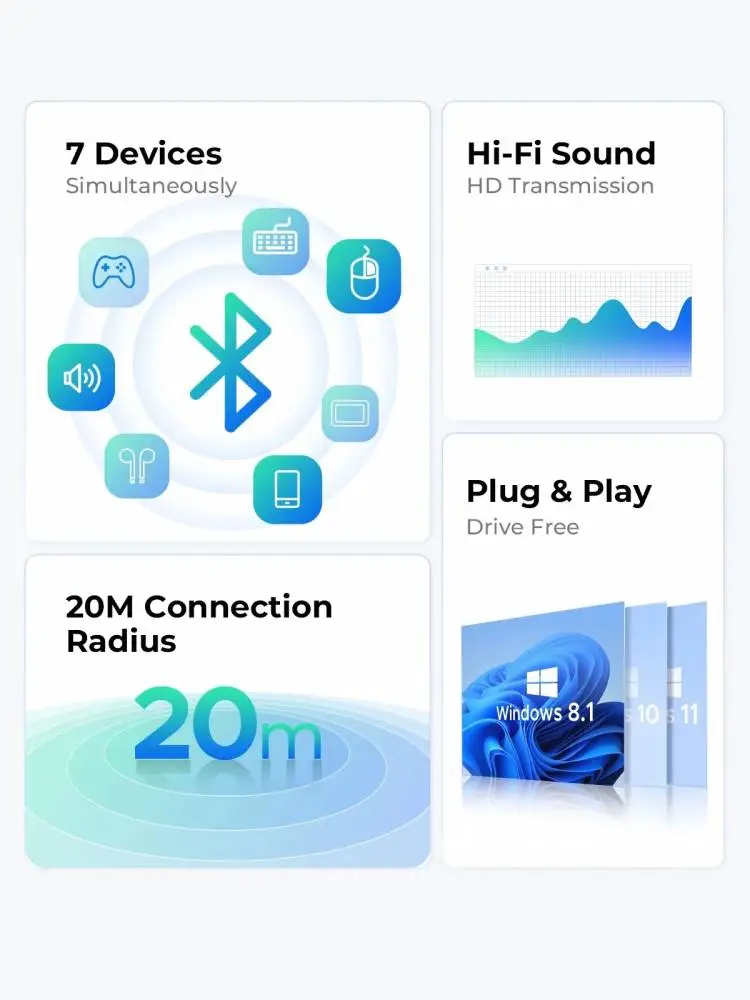 Orico блутут адаптер Bluetooth 5.0 USB adapter, black - BTA-53-BK