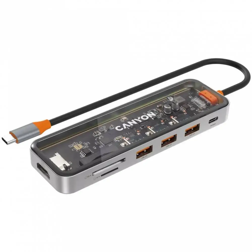 USB Hub CANYON DS-13, 7 ports, USB-C PD charging, 100W, 1 x 4K Ultra HD ports