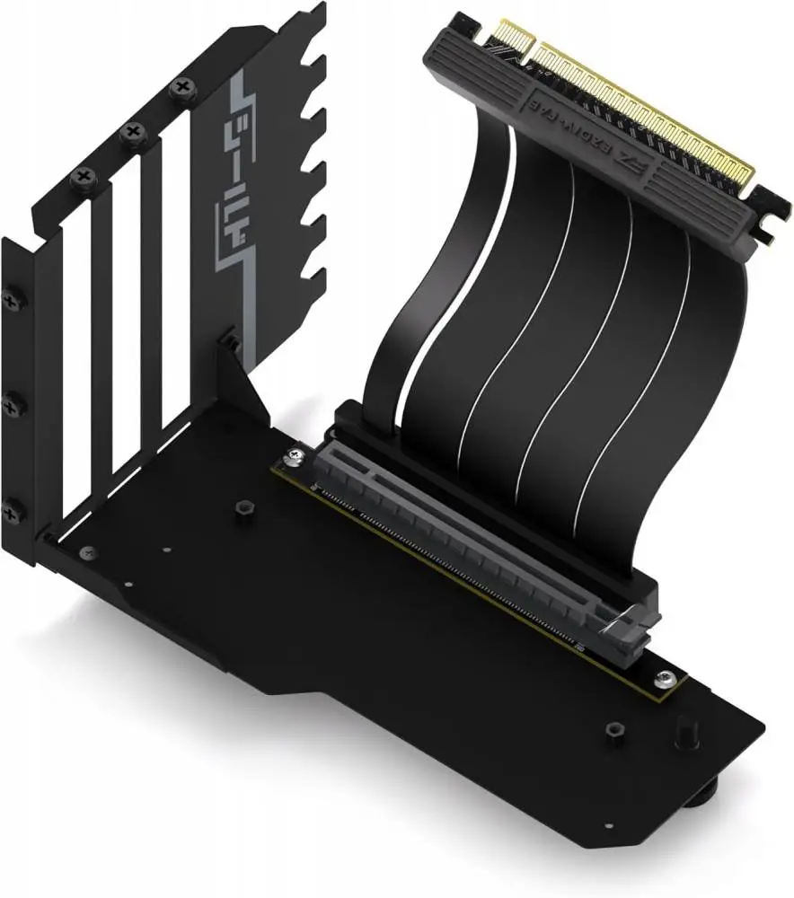 Брекет за вертикален монтаж на GPU EZDIY-FAB PCIe 4.0 Riser Cable 90&deg; Black
