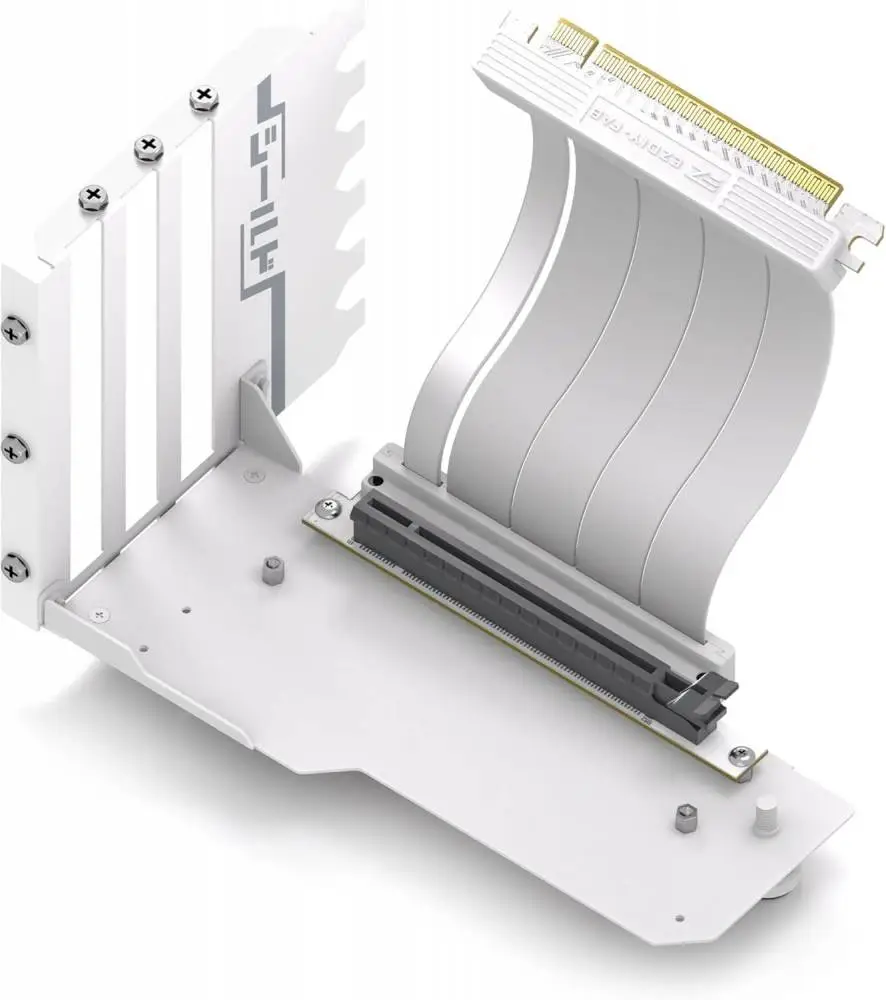 Брекет за вертикален монтаж на GPU EZDIY-FAB PCIe 4.0 Riser Cable 90&deg; White
