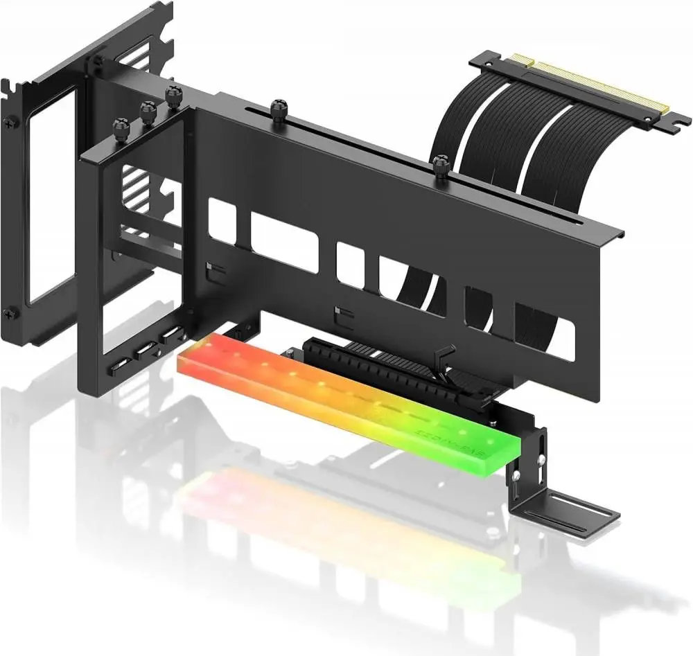 Брекет за вертикален монтаж на GPU EZDIY-FAB ARGB PCIe 4.0 Riser Cable 90&deg; Black