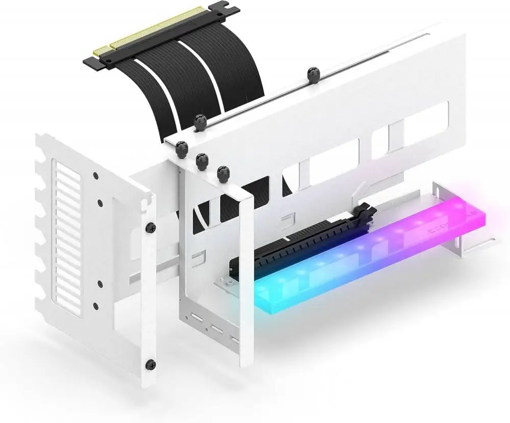 Брекет за вертикален монтаж на GPU EZDIY-FAB ARGB PCIe 4.0 Riser Cable 90&deg; White