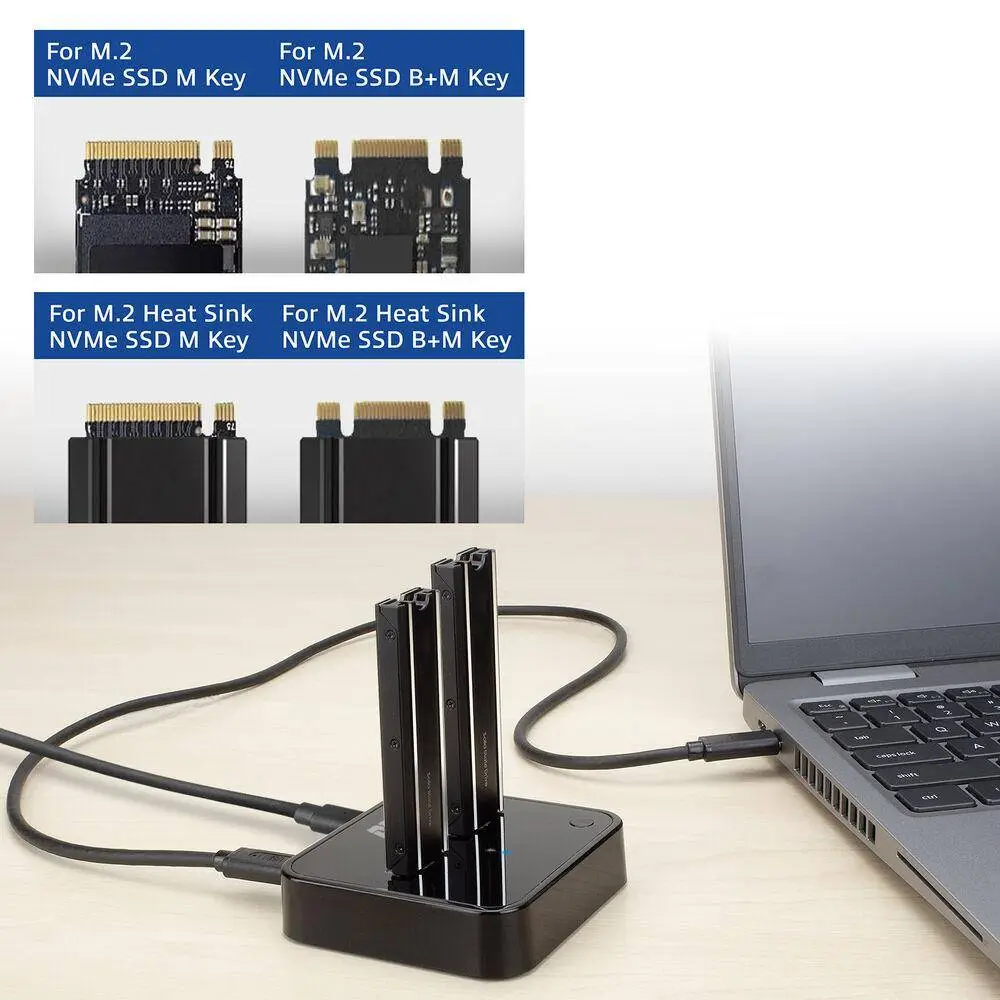 Двойна SSD докинг станция, ACT M.2 NVMe/PCIe  за клониране, USB-C 3.2 Gen2