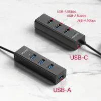 Unitek хъб USB3.0 HUB 4 port, 1.2m cable, aux USB-C power input - Y-3089V01