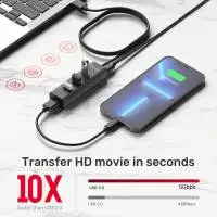 Unitek хъб USB3.0 HUB 4 port, 1.2m cable, aux USB-C power input - Y-3089V01
