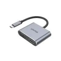 Unitek докинг станция Docking Station Type-C 4-in-1 - uHUB Q4+ Lite D1049A - USB-C PD100W x 1, HDMI x 1, VGA, USB2.0 x 1
