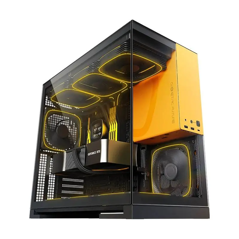 Кутия Geometric Future Model 5 Black/Yellow Case EATX - 5 x 140 mm aRGB fans included