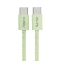 HAMA Кабел за зареждане "Fabric", USB-C - USB-C, 1 m, Nylon, зелен
