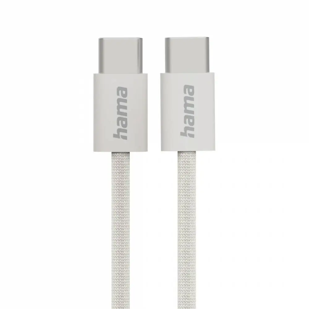 HAMA Кабел за зареждане "Fabric", USB-C - USB-C, 1 m, Nylon, сив