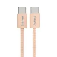 HAMA Кабел за зареждане "Fabric", USB-C - USB-C, 1 m, Nylon, оранжев