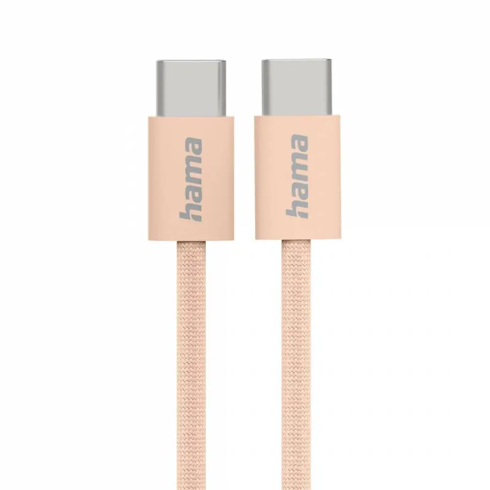 HAMA Кабел за зареждане "Fabric", USB-C - USB-C, 1 m, Nylon, оранжев