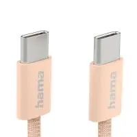 HAMA Кабел за зареждане "Fabric", USB-C - USB-C, 1 m, Nylon, оранжев