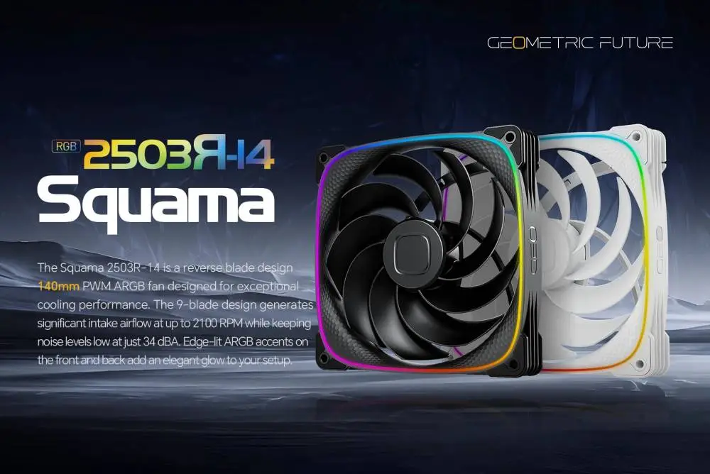 Вентилатори Geometric Future Squama 2503RB-14 Black Reversed 140mm Fan Pack 3-in-1