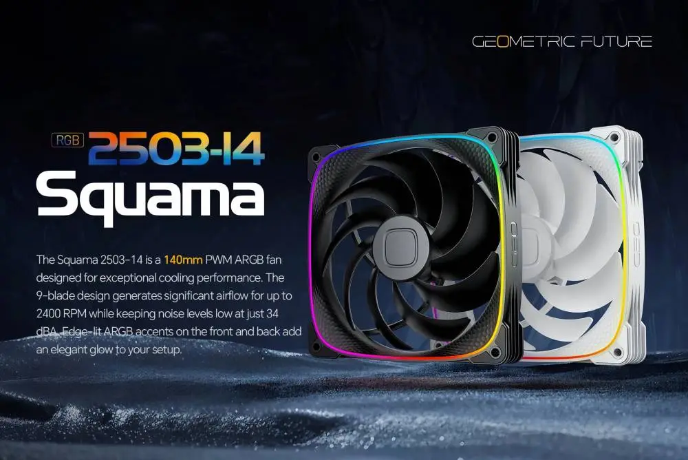 Вентилатори Geometric Future Squama 2503B-14 Black 140mm Fan Pack 3-in-1 