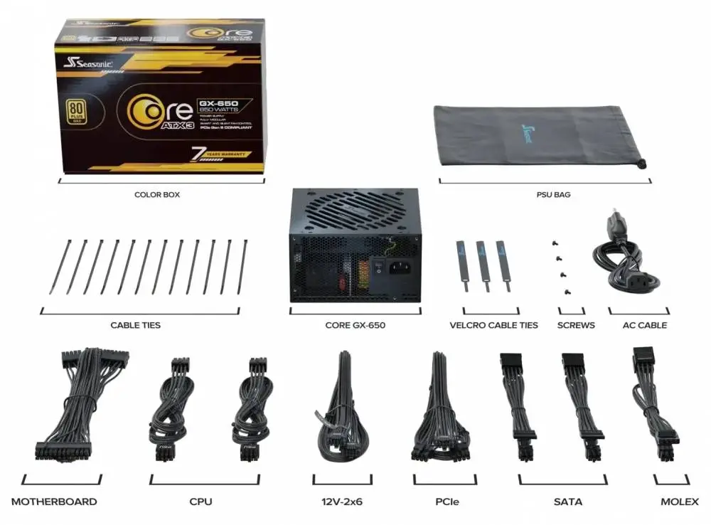  Захранване Seasonic CORE GX-650 V2 650W 80 Plus Gold ATX 3.1 PCIe 5.1 - SRP-CGX651-A5A32SF