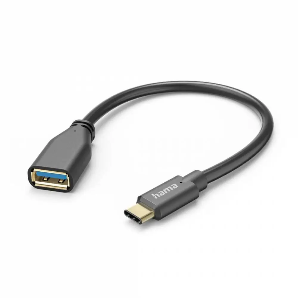HAMA Адаптер OTG  USB-C мъжко - USB-A женско, 0.15m, черен