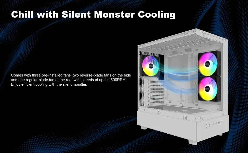 Кутия Montech XR (B) Case ATX  3 x 120 mm ARGB Fans, USB-C, Black
