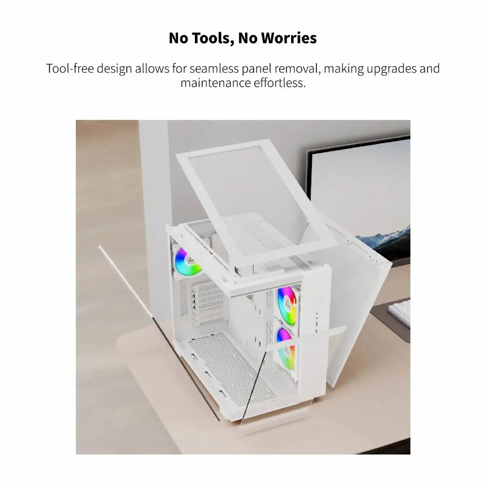 Кутия Montech KING 65 Pro Mid-tower Case ARGB White