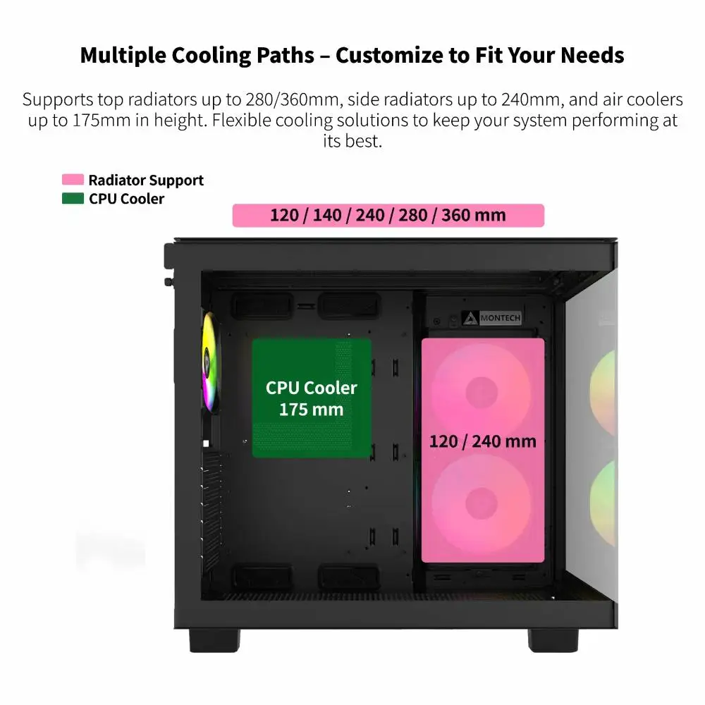 Кутия Montech KING 65 Pro Mid-tower Case ARGB Black