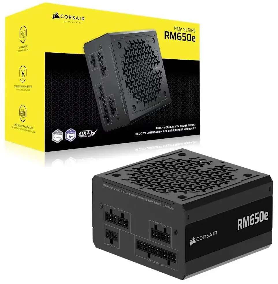 Захранване Corsair RMe RM650e 2025 (650W) 80 Plus Gold ATX 3.1, PCI 5.1 Fully Modular PSU - CP-9020302-EU