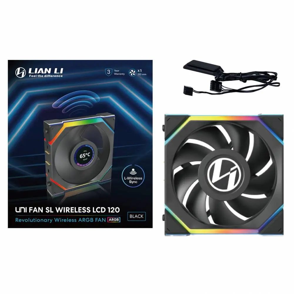 Вентилатор Lian Li UNI FAN SL Wireless LCD ARGB PWM - 120 mm Черен