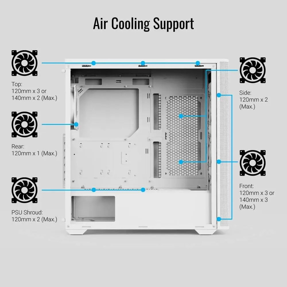 Кутия AeroCool D501A White Addressable RGB Wood Case ATX